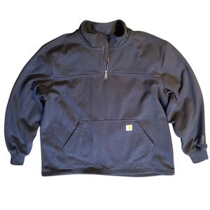 Carhartt Sweatshirt Jacket Mens 2XL Navy Blue Rain Defender 1/4 Zip Pullover